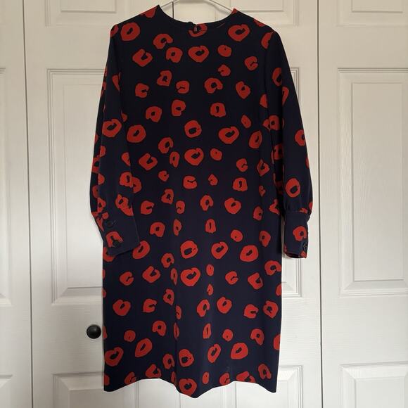 Women’s Tara Jarmon Navy Red Print Dress Size 42 - Picture 1 of 5